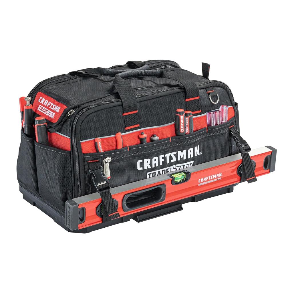 CRAFTSMAN TRADESTACK Tool Bag, 22.5”, Durable Polyester, Black and Red (CMST21450)