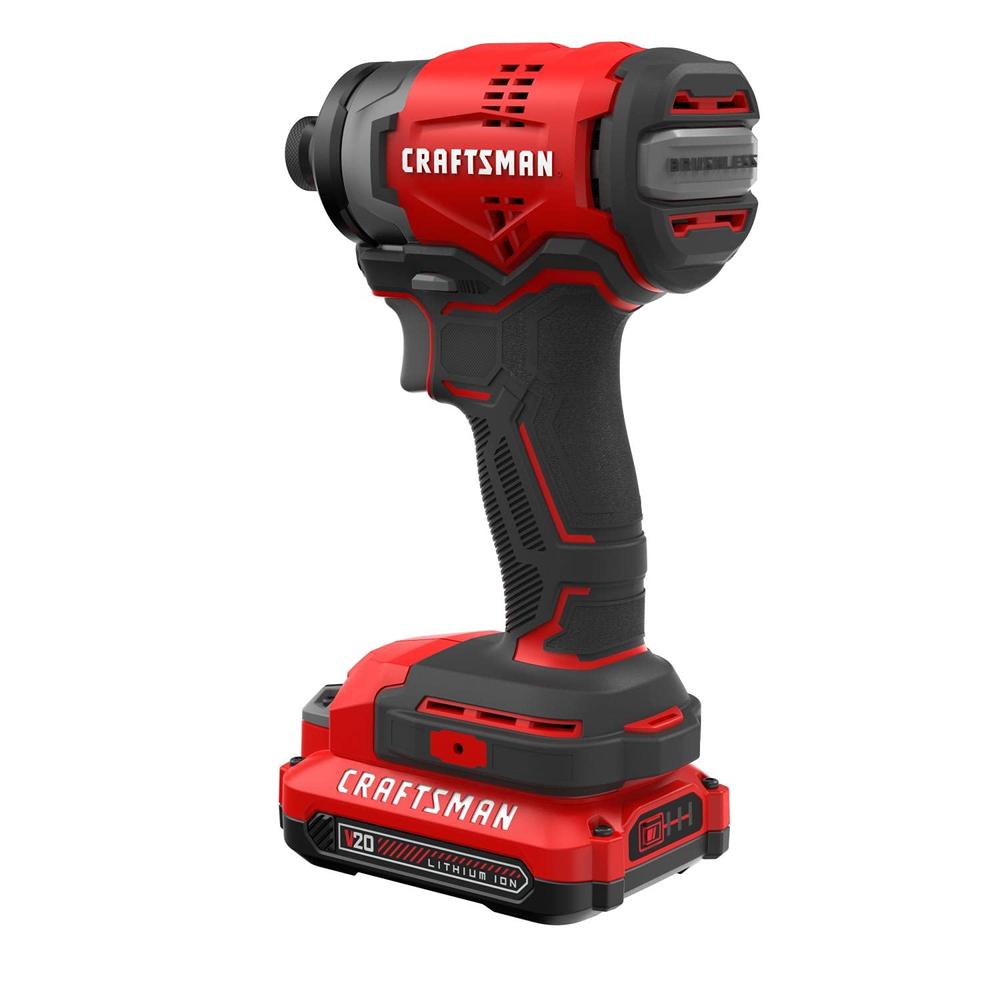 CRAFTSMAN CMCF810C2 V20 20-Volt Max Variable Speed Brushless Cordless Impact Driver, Red