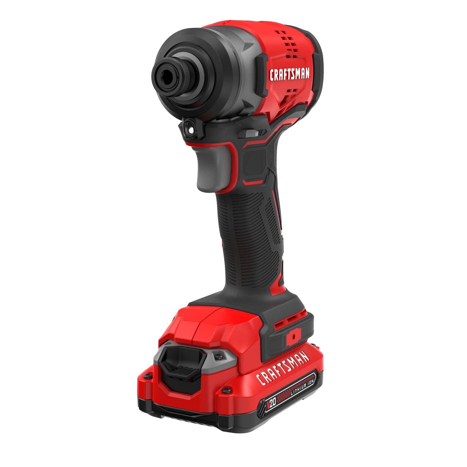 CRAFTSMAN CMCF810C2 V20 20-Volt Max Variable Speed Brushless Cordless Impact Driver, Red