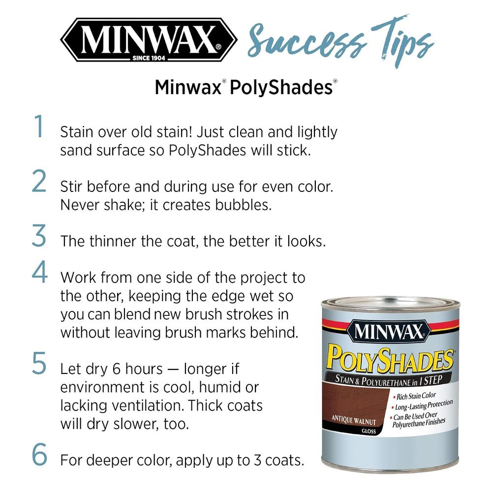 Minwax PolyShades Wood Stain + Polyurethane Finish Quart, Bombay