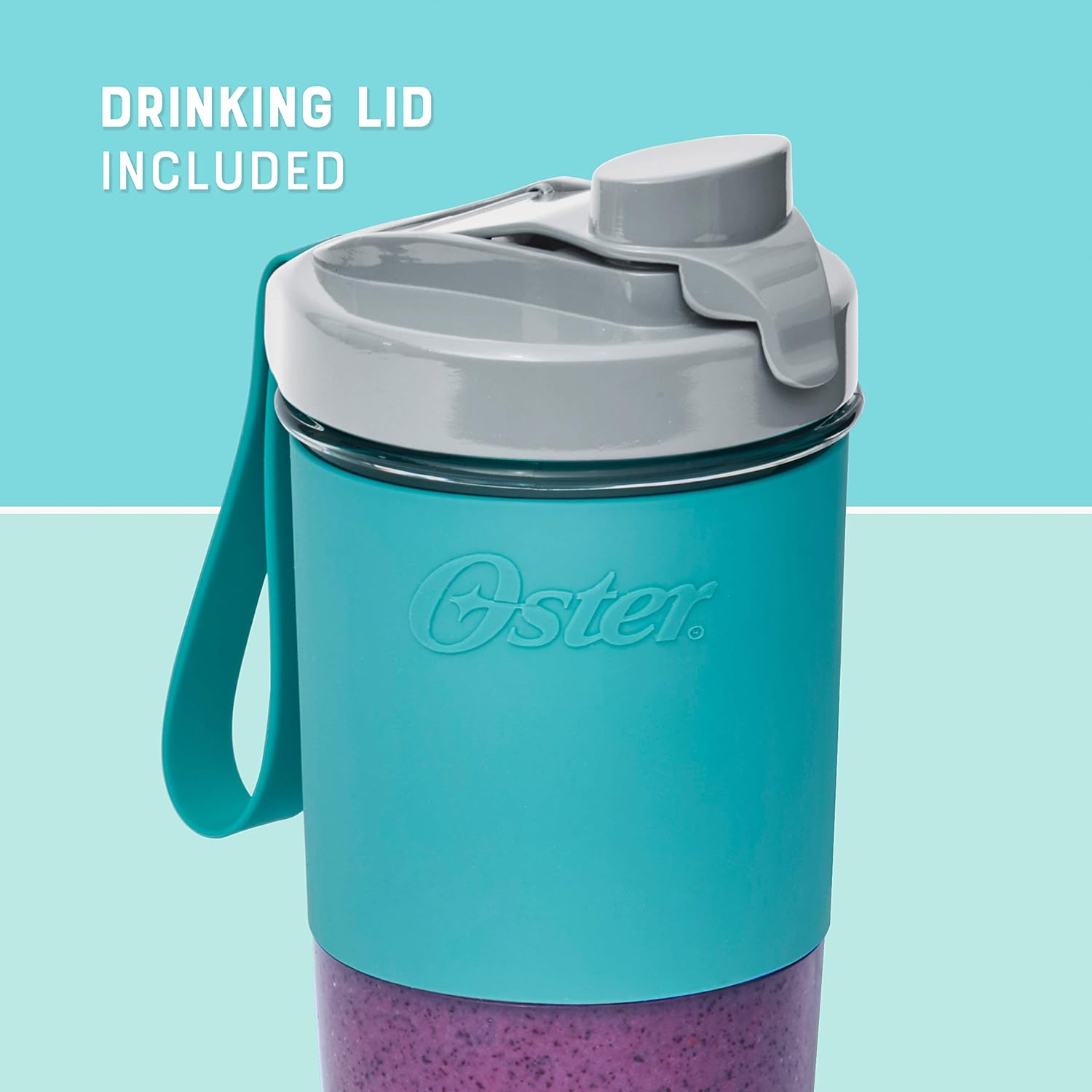 Oster Blend Active Portable Blender with Drinking Lid, USB Chargeable Personal Blender, Teal