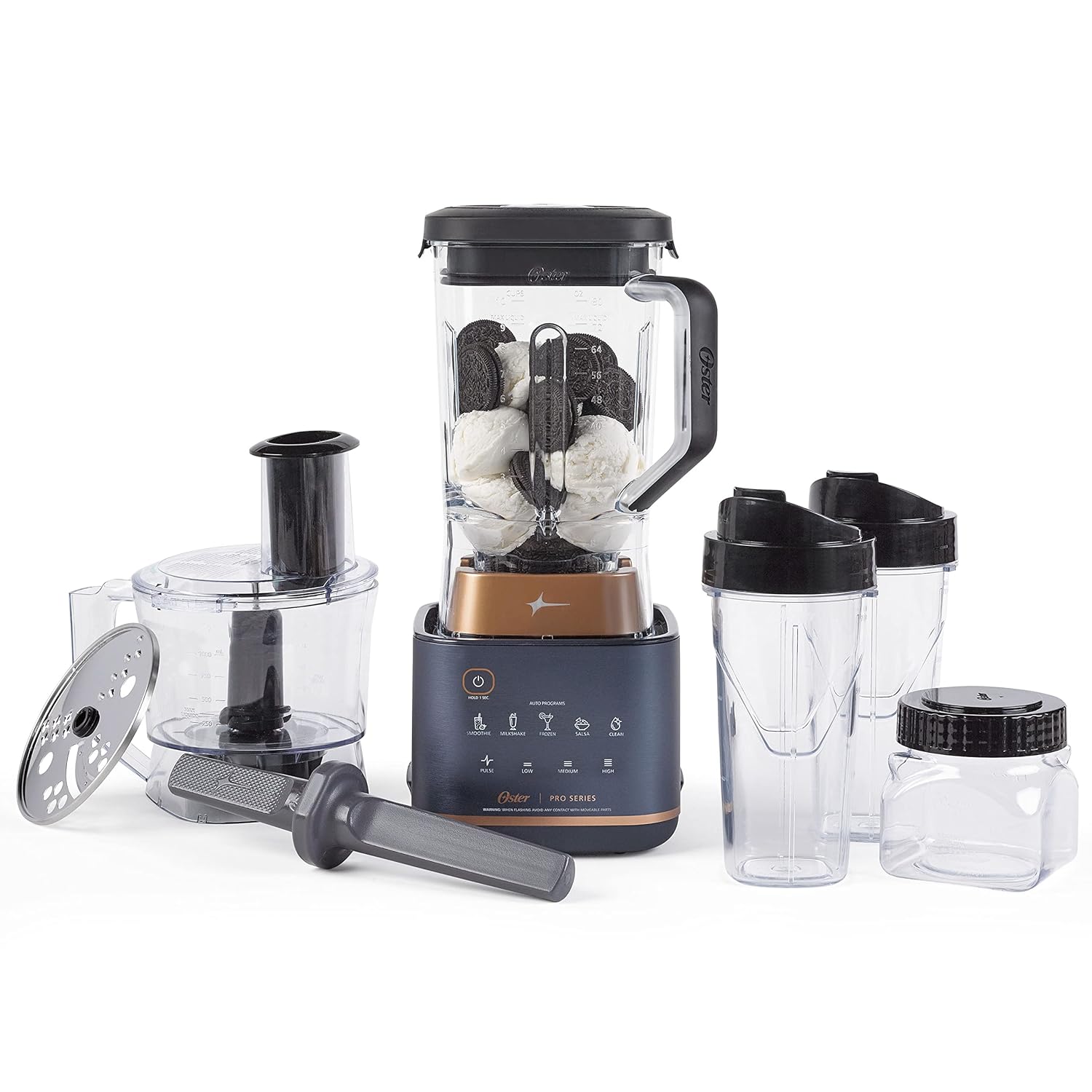 Oster Pro Series Kitchen System with XL 9-Cup Tritan Jar, Food Processor, 2 Blend-n-Go Cups, Mini Jar and Tamper Tool
