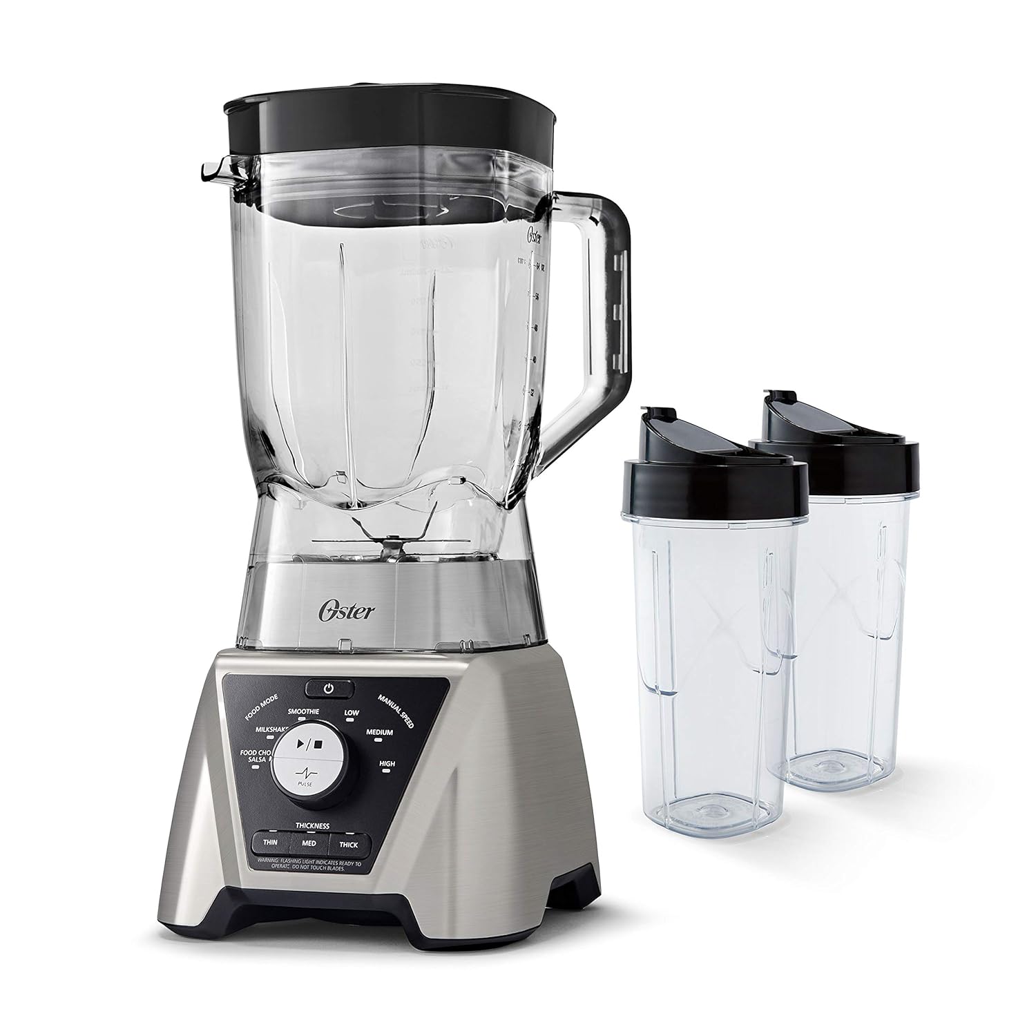 Oster BLSTTS-CB2-000 Pro Blender with Texture Select Settings, 2 Blend-N-Go Cups and Tritan Jar, 64 Ounces, Brushed Nickel?