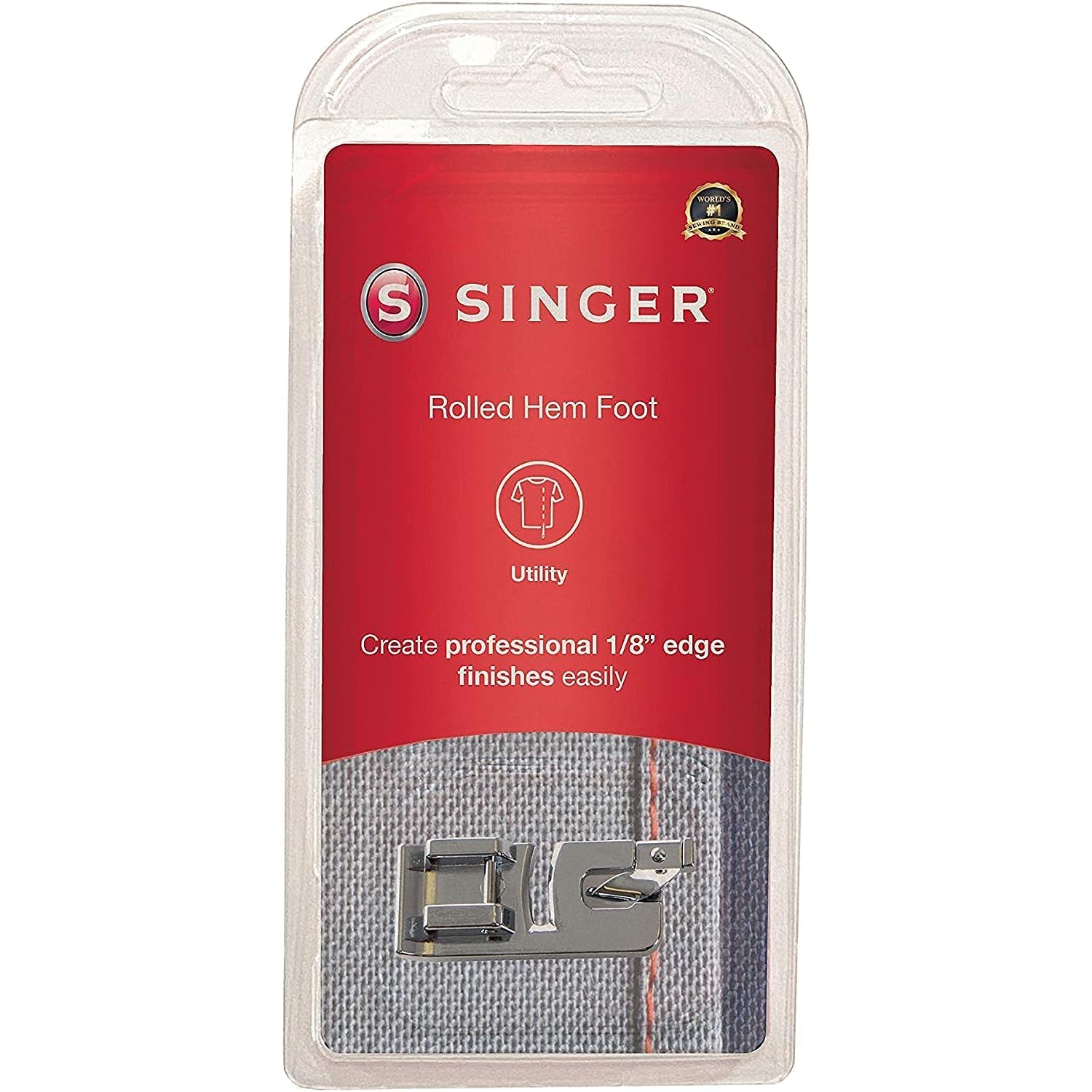 SINGER | Narrow Rolled Hem Foot for Low-Shank Sewing Machines, 1/8 Inch Hem, Light to Medium Weight Fabrics, Couch Over Na…