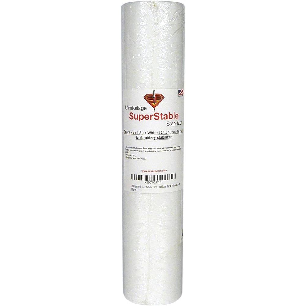 Great Choice Products Tear Away Stabilizer White 1.5 Oz 12 Inch X 10 Yard Roll. Superstable Machine Embroidery Stabilizer Backing
