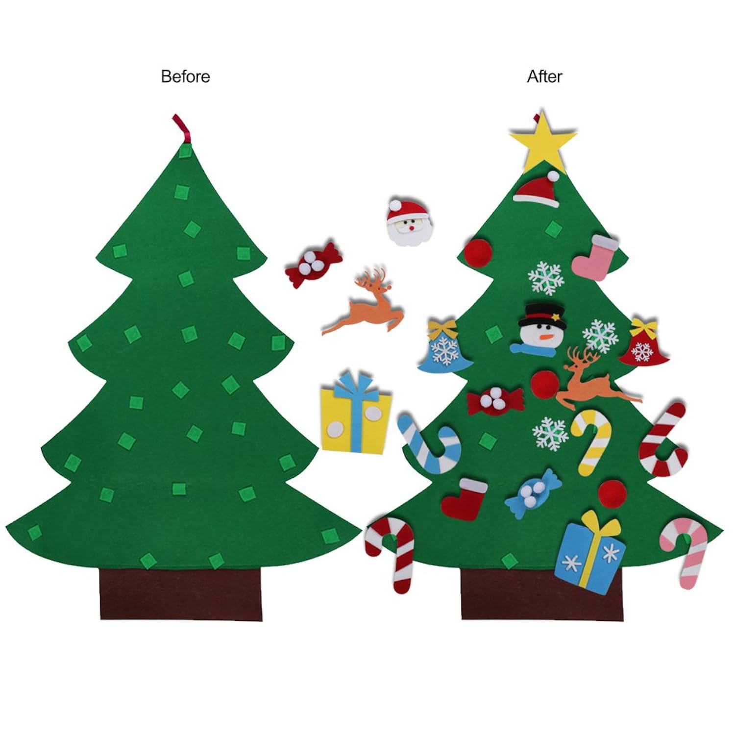 Great Choice Products Diy Felt Christmas Tree Set + 26Pcs Detachable Ornaments, Kids Wall Hanging Xmas Gifts For Christmas Decorations