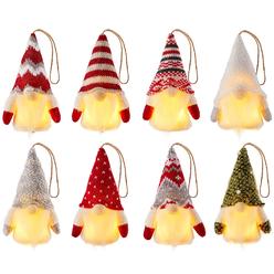 Great Choice Products Gnome Christmas Ornaments, 8 Packs 5" Christmas Gnomes Ornaments, Lighted Christmas Tree Ornaments, Bulk For Coworkers
