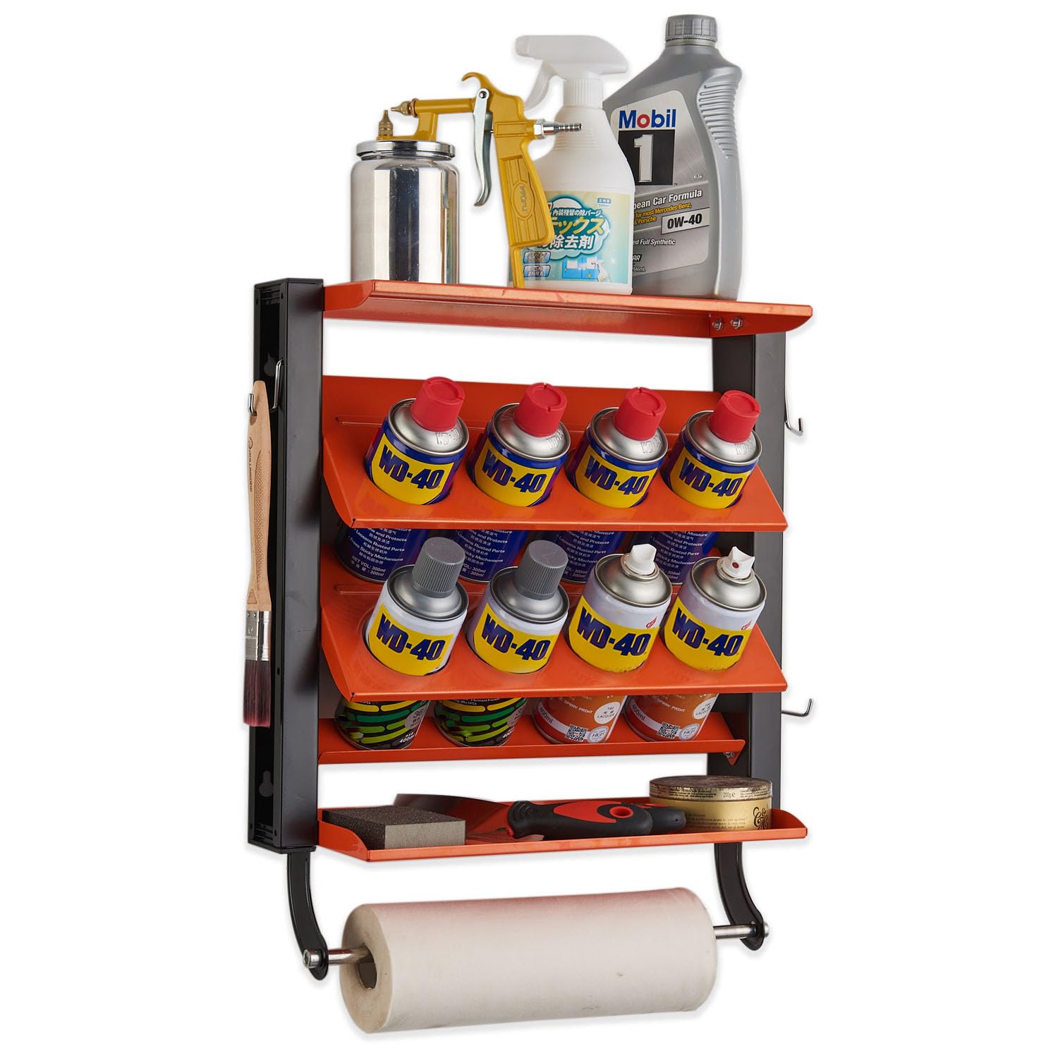 Great Choice Products Spray Can Holder, Lube Can Wall Mount Storage Rack Heavy Duty Paint Bottle Organizer For Garage & Home | 8 Can Holes & 2 S?