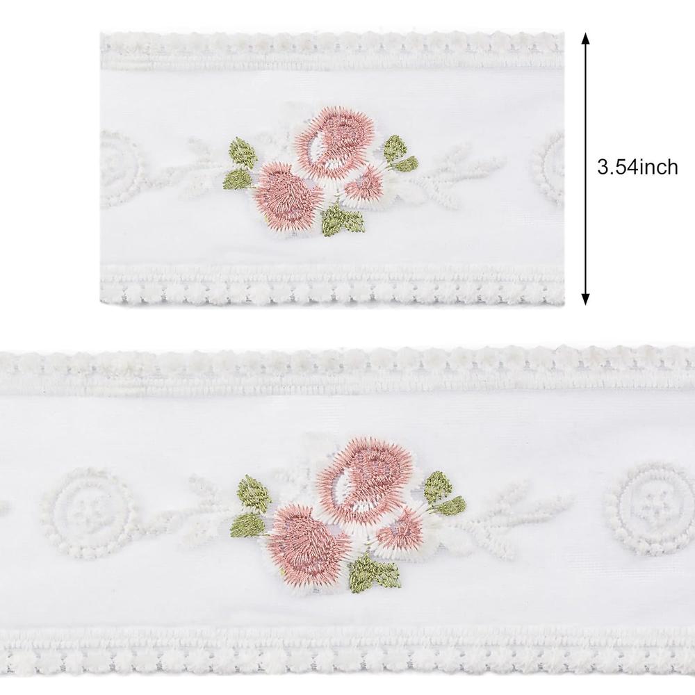 Great Choice Products 10 Yards Lace Trim Ribbon, Cotton Embroidery Lace Ribbon Sewing Lace Trim White Flower Floral Ribbon For Craft Sewing Wedd…