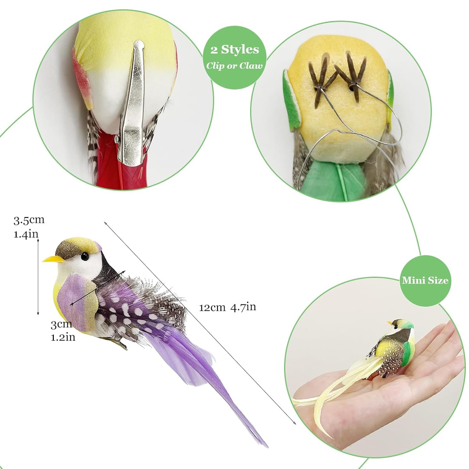 Great Choice Products 12Pcs Artificial Simulation Foam Feather Birds 4.7" Realistic Sparrow Bird Clip On Ornaments For Christmas Tree Decoration…