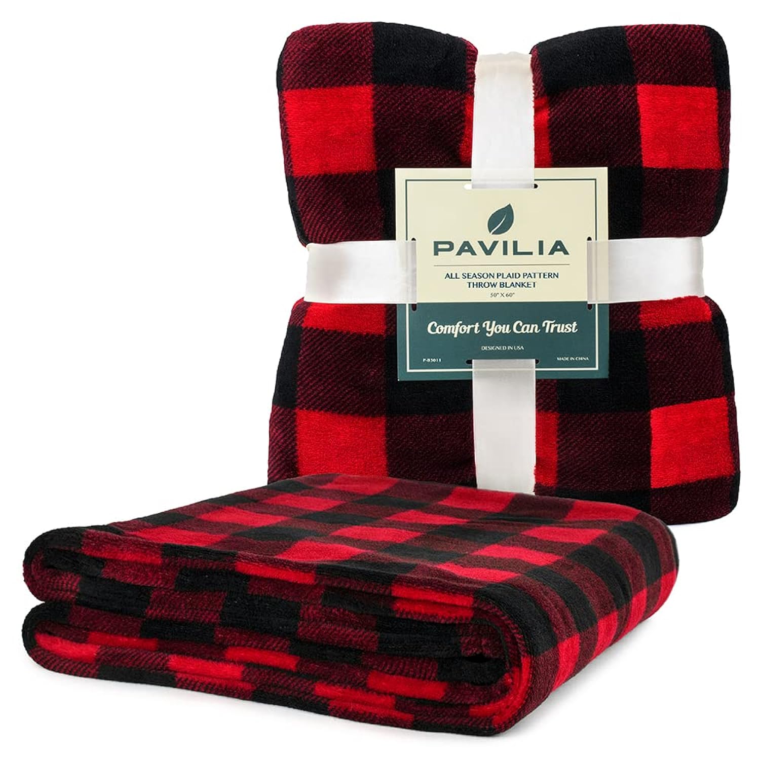 Great Choice Products Buffalo Plaid Throw Blanket For Sofa Couch | Soft Flannel Fleece Red Black Checker Plaid Pattern Decorative Throw | Warm C…