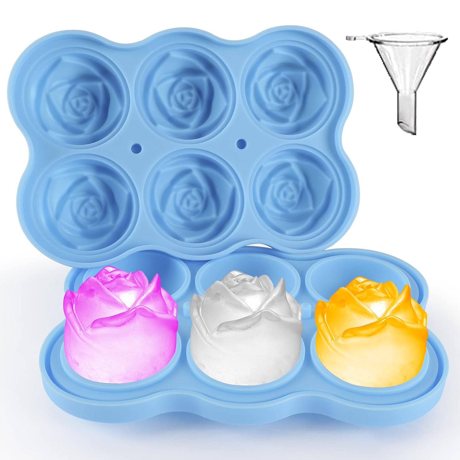 Great Choice Products Ice Cube Tray, Rose Ice Cube Trays, 6 Cavity Silicone Rose Ice Ball Maker, Easy Release Large Ice Cube Form For Chilling C…