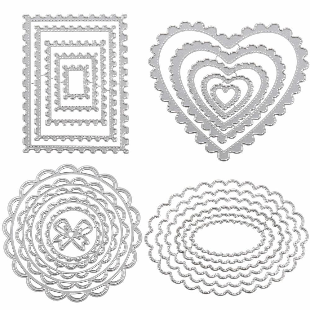 Great Choice Products 4 Pieces Cutting Dies Geometric Metal Die Cuts Heart Shape Metal Cutting Stencil Embossing Dies Template Metal Cutting Die…