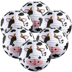 Great Choice Products 6 Pieces Cow Party Decorations Farm Cow Paper Lanterns Cow Barnyard Farm Lanterns Cow Party Hanging Lanterns For Kids Baby…