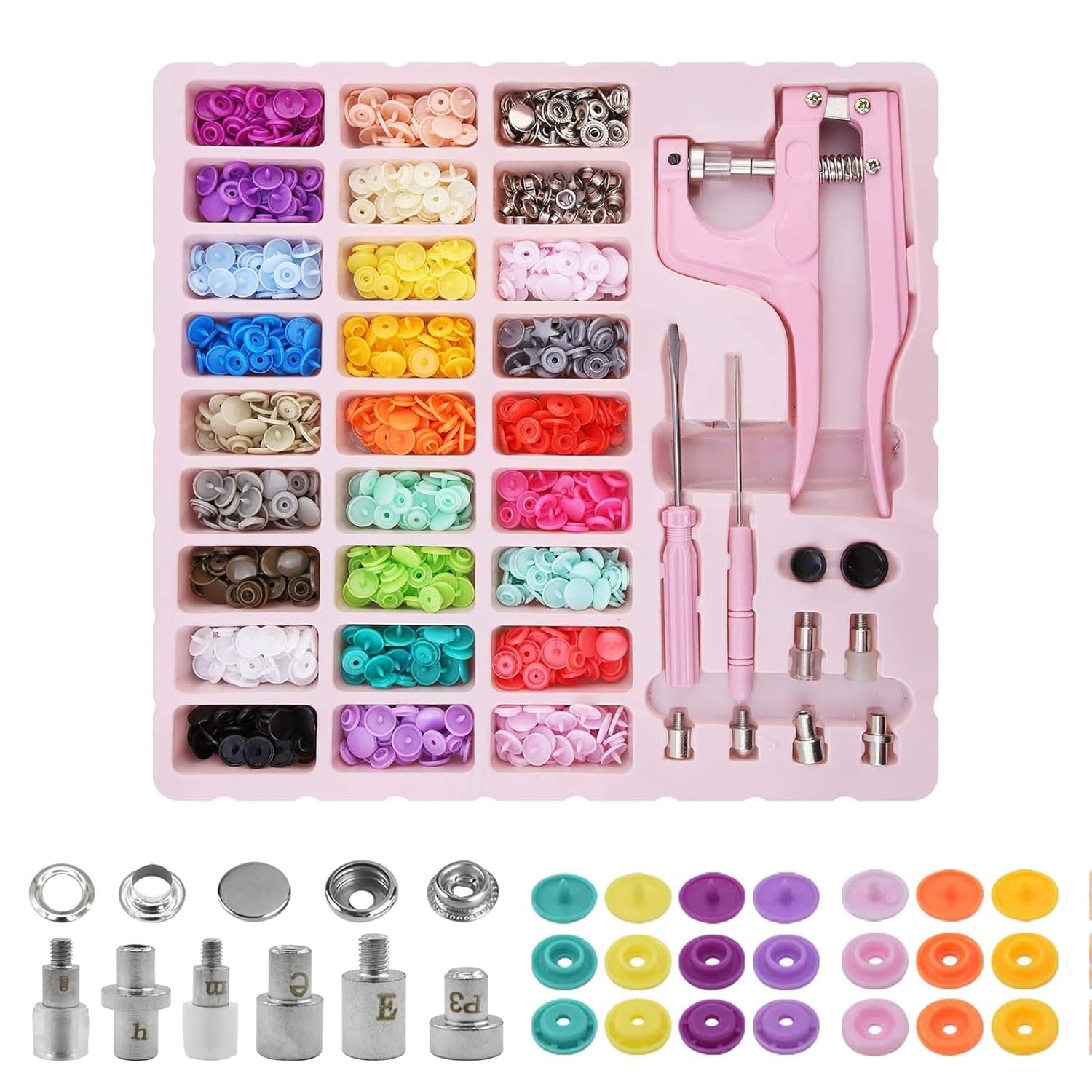 Great Choice Products 300 Sets Snap Buttons And Snap Pliers, T5 Plastic Metal Snap Fasteners, Colorful Starter Fasteners Kit Resin Snaps No-Sew …