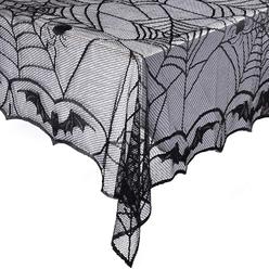 Great Choice Products Halloween Table Cloth, Spider Web Table Cloth Black Tablecloth Lace Fabric Table Cloths Halloween Table Cover For Rectangl…