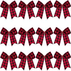Great Choice Products 12 Pieces Christmas Plaid Bows Buffalo Plaid Decorative Bows Christmas Decorative Plaid Bows For Christmas Wreaths Tree Ho…
