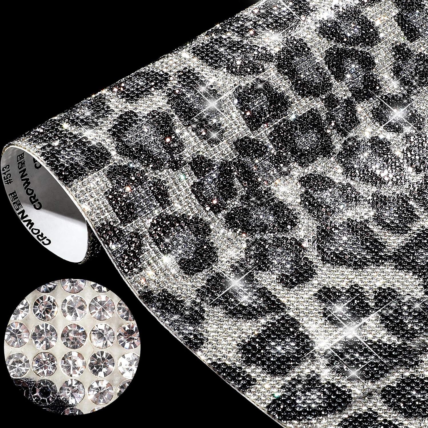Great Choice Products 12000 Pieces Leopard Print Bling Rhinestone Sticker With 2 Mm Rhinestone Crystal Diy Car Sticker Self-Adhesive Crystal Leo…