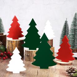 Great Choice Products 6 Pieces Wooden Christmas Trees Tabletop Decoration Rustic Wood Christmas Trees Tiered Tray Decoration Mini Christmas Tree?
