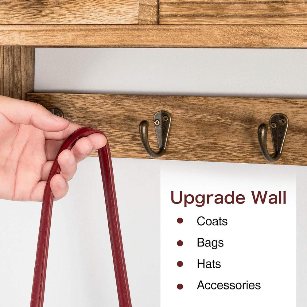 Great Choice Products Coat Hooks Wall Mounted, Rustic Wood Coat Rack Wall Mount Shelf With Hooks, Farmhouse Wall Coat Rack With Shelf & Vintage …
