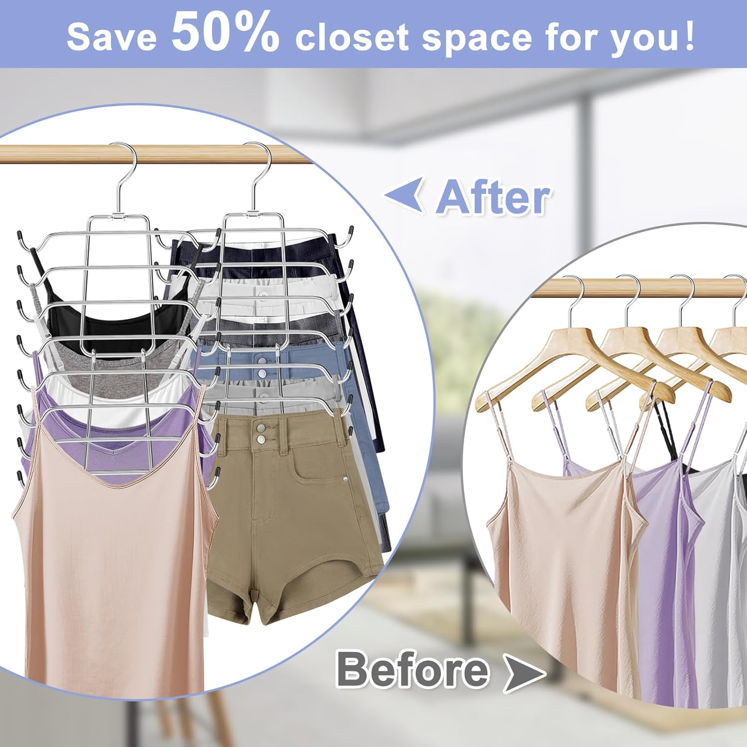 Great Choice Products 2Pcs Tank Top Hangers Space Saving Hanger Organizer Bra Hangers For Closet Organizer 360° Rotating Metal Closet Organizers…