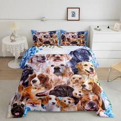 Great Choice Products Dog Comforter Kids Cute Cartoon Dogs Comforter Set For Boys Girls Pet Puppy Animal Design Bedding Set Lovely Pug Bulldog C…