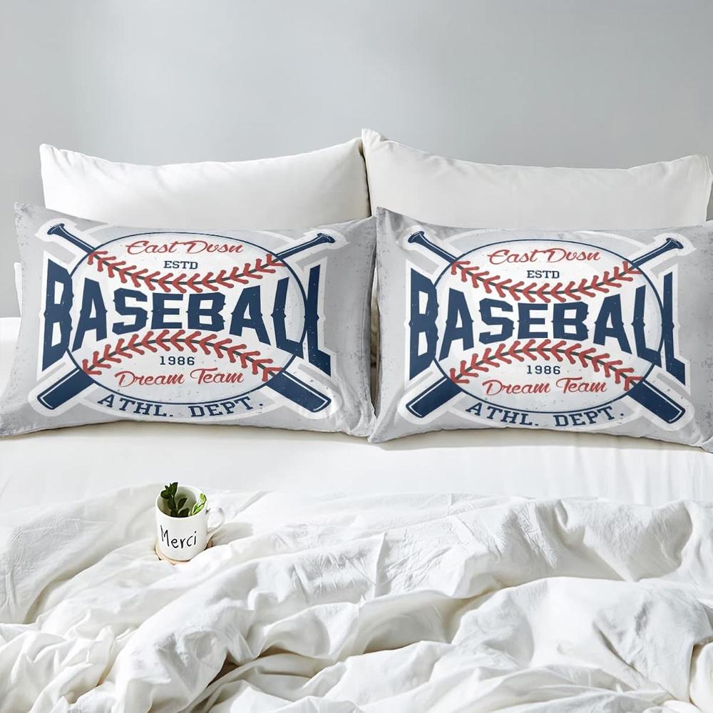 Great Choice Products Sports Themed Bedding Set 3Pcs For Kids Boys Teens Vintage Sports Baseball Comforter Cover Soft Polyester Duvet Cover Set …