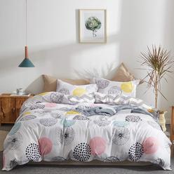 Great Choice Products Colorful Dots Comforter Set Queen Size Pink Yellow Gray Blue Circles Print Reversible Down Alternative 800 Tc Adult Teen S…