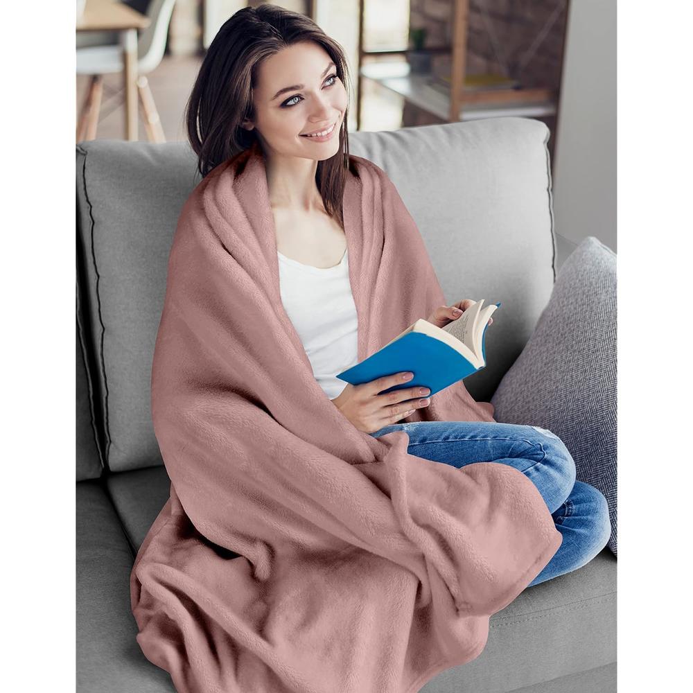 Great Choice Products Fleece Blanket King Size Rose Pink 300Gsm Luxury Bed Blanket Anti-Static Fuzzy Soft Blanket Microfiber (90X102 Inches)