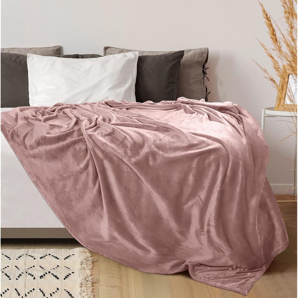 Great Choice Products Fleece Blanket King Size Rose Pink 300Gsm Luxury Bed Blanket Anti-Static Fuzzy Soft Blanket Microfiber (90X102 Inches)