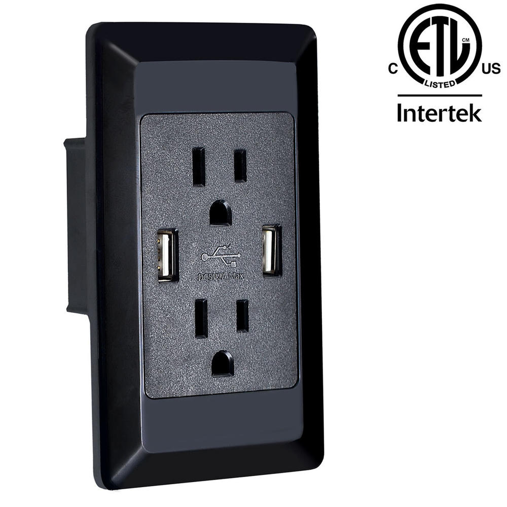 Intertek Wall Plug In Great Choice Products 1 Pack Power Adapter Black Wall Outlet With Dual ...