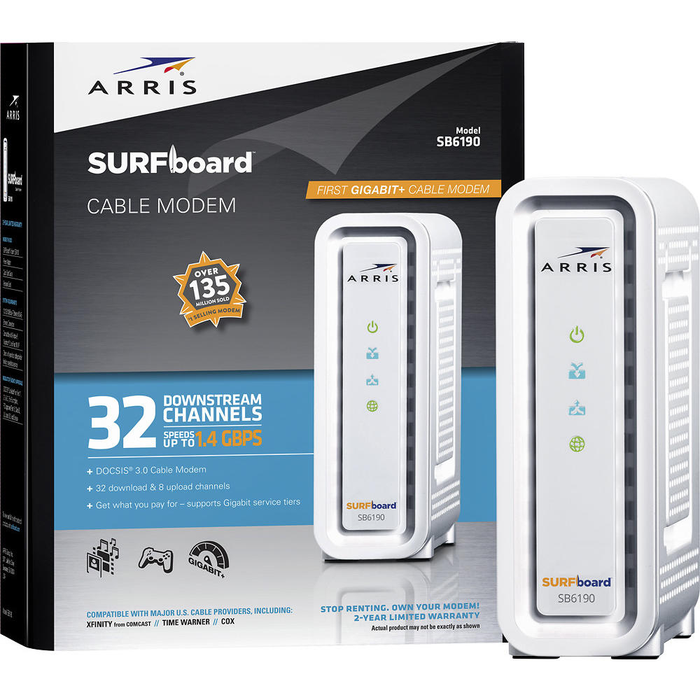 ARRIS - SURFboard SB6190 32 x 8 DOCSIS 3.0 Cable Modem - White