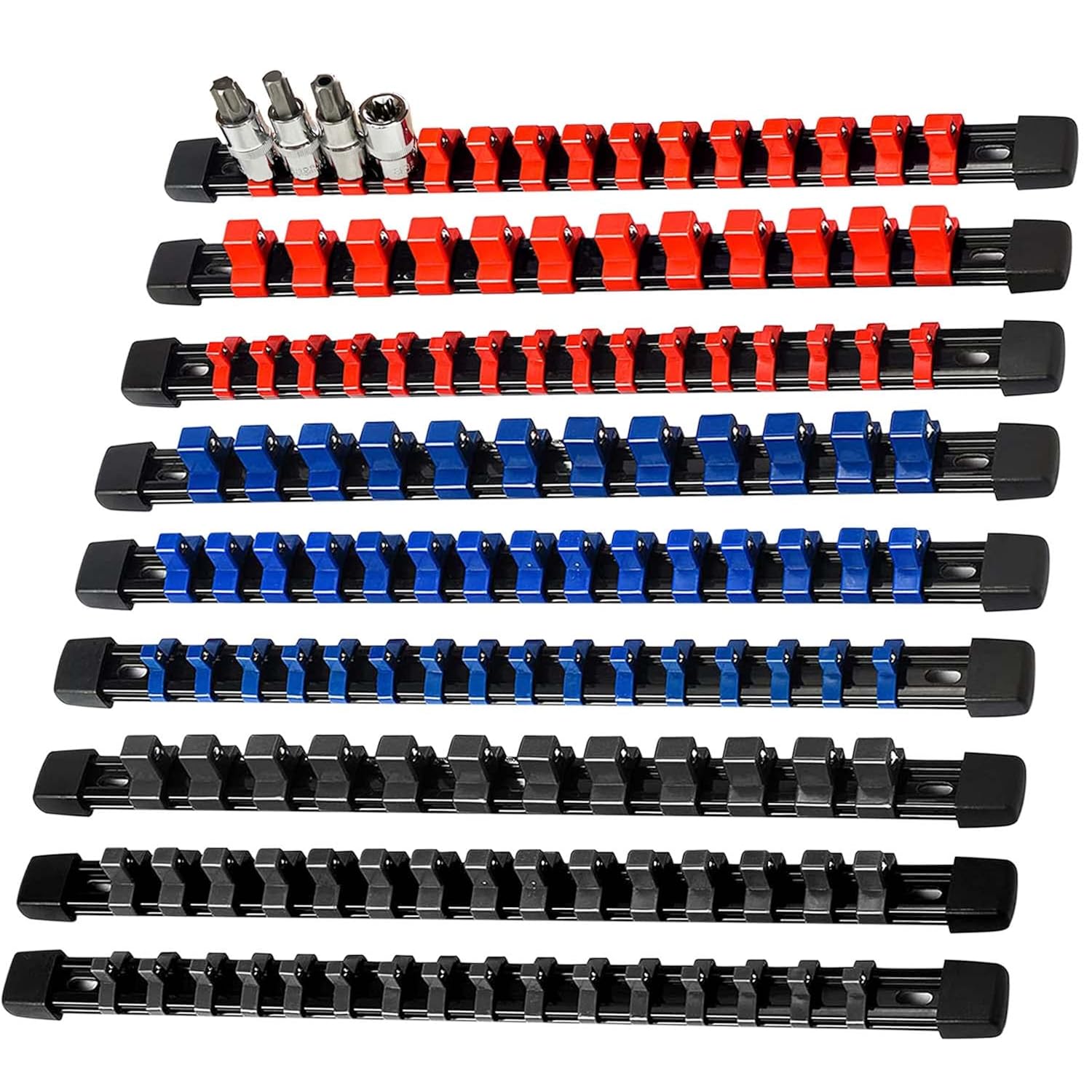 Chrome Socket Racks Great Choice Products 9-Piece Socket Organizer, 1/2 Inch, 3/8 Inch And ...