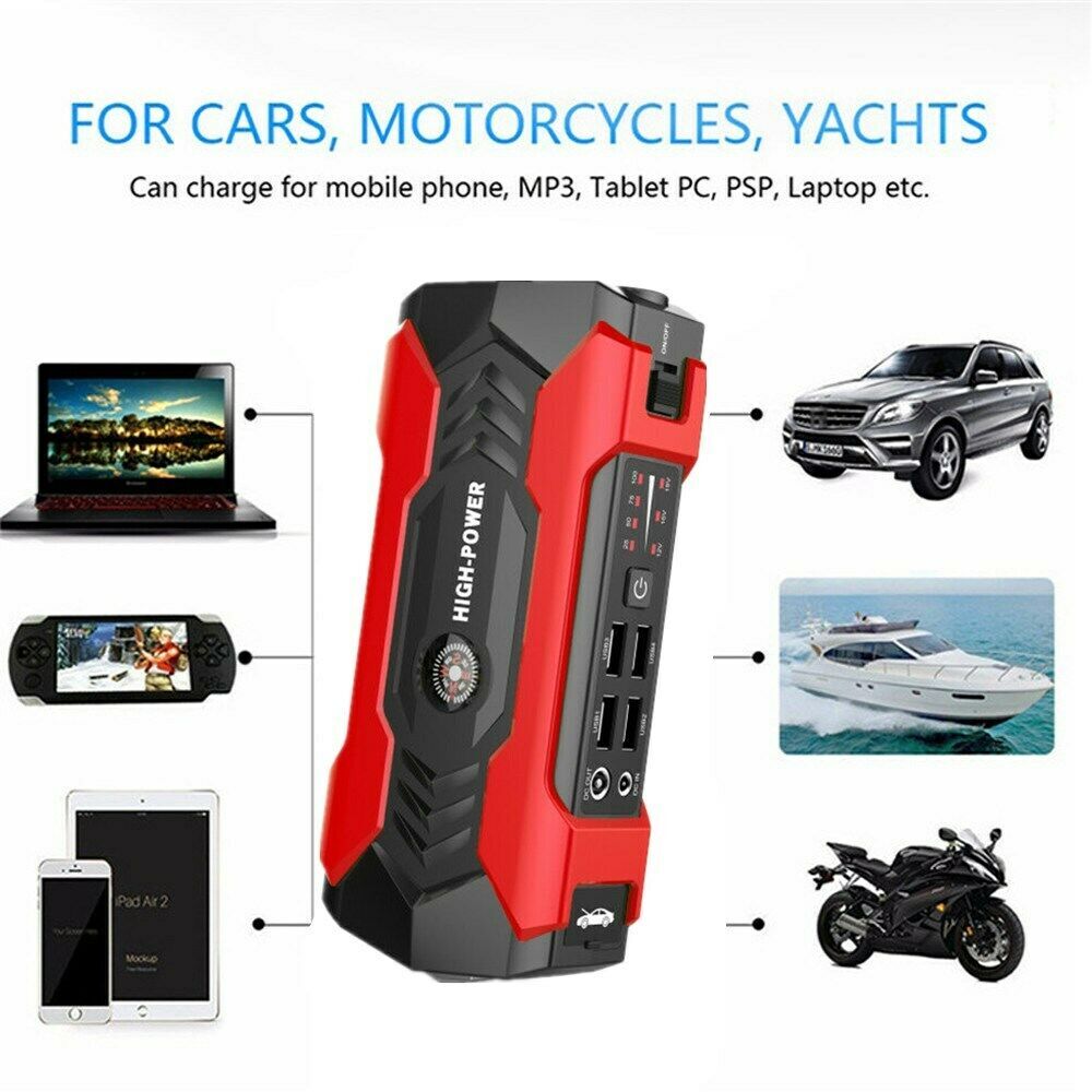 Portable 99800mAh Car Jump Starter, 1000A Emergency Battery Booster Pack for Trucks & Motorcycles - Power Bank With LED Light