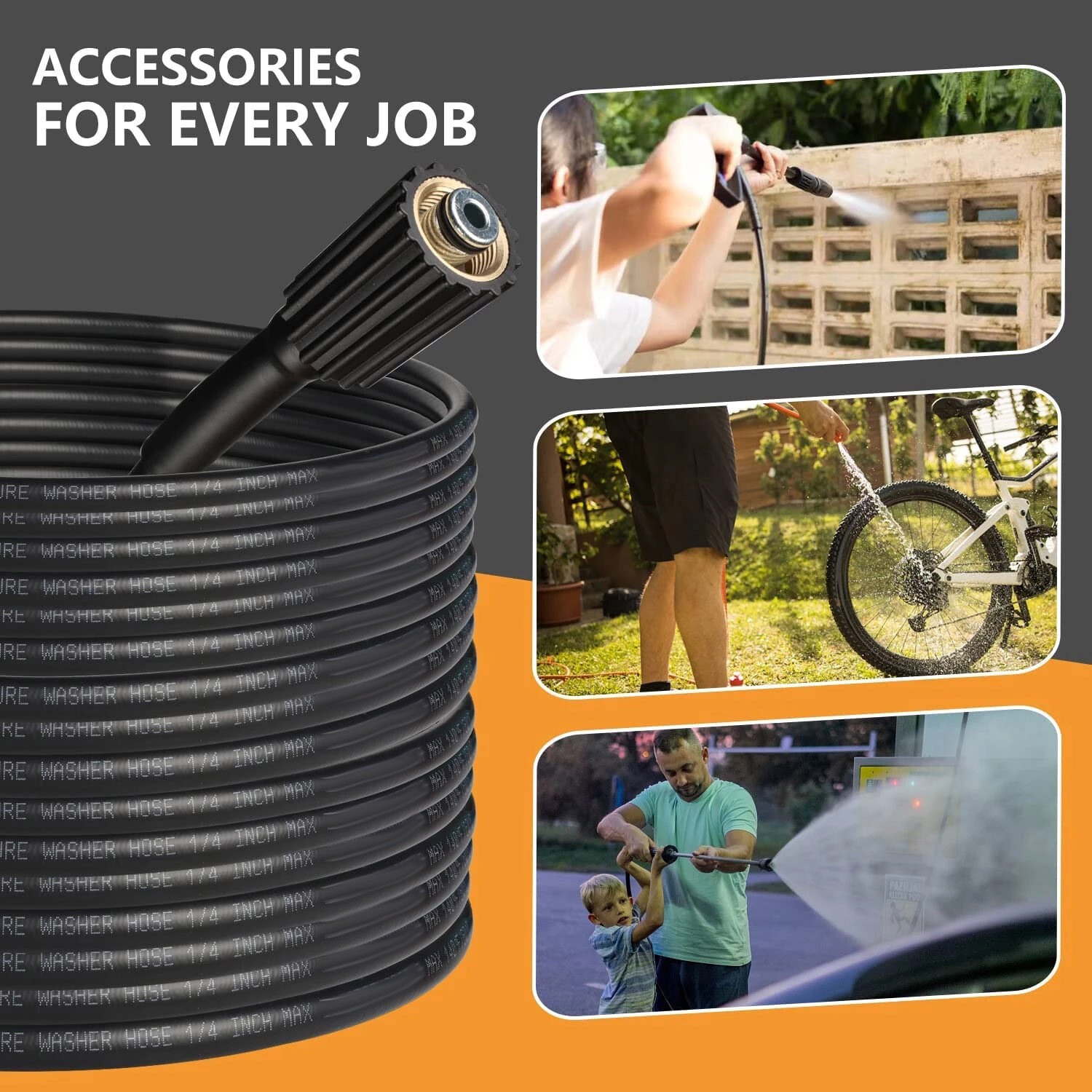 IMeshbean High Pressure 4000PSI Car Power Washer Gun Spray Wand Lance Nozzle 25ft Hose Kitc Water Spraying Metal Gun
