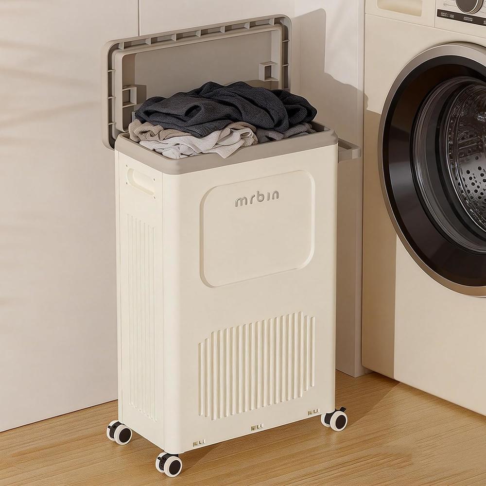 Hamper Using Container Great Choice Products Slim Wheeled Laundry Hamper Plastic With Lid, 50L ...