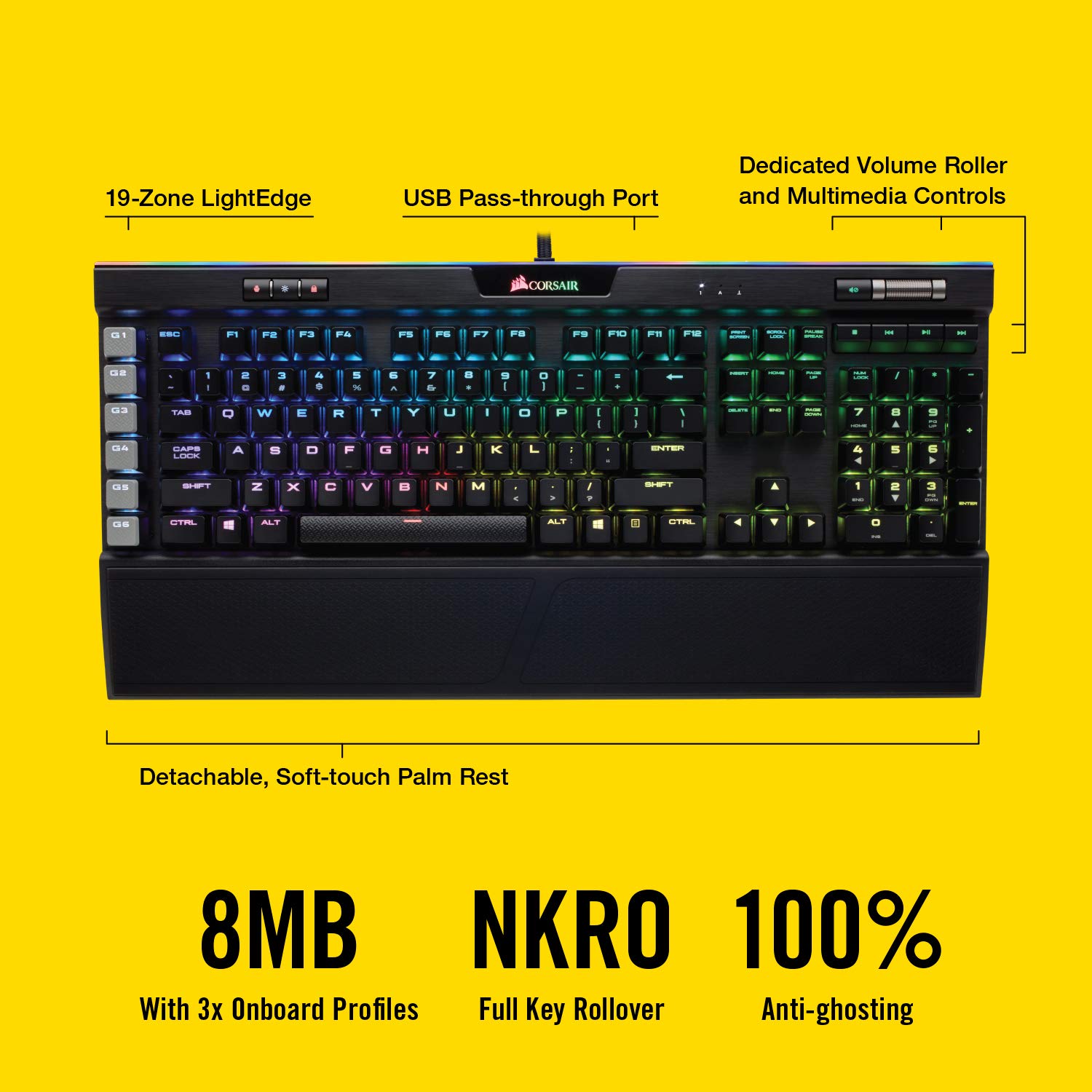 Ch Na Corsair K95 Rgb Platinum Mechanical Gaming Keyboard 6x Programmable Macro Keys Usb Passthrough Media Controls Tactil