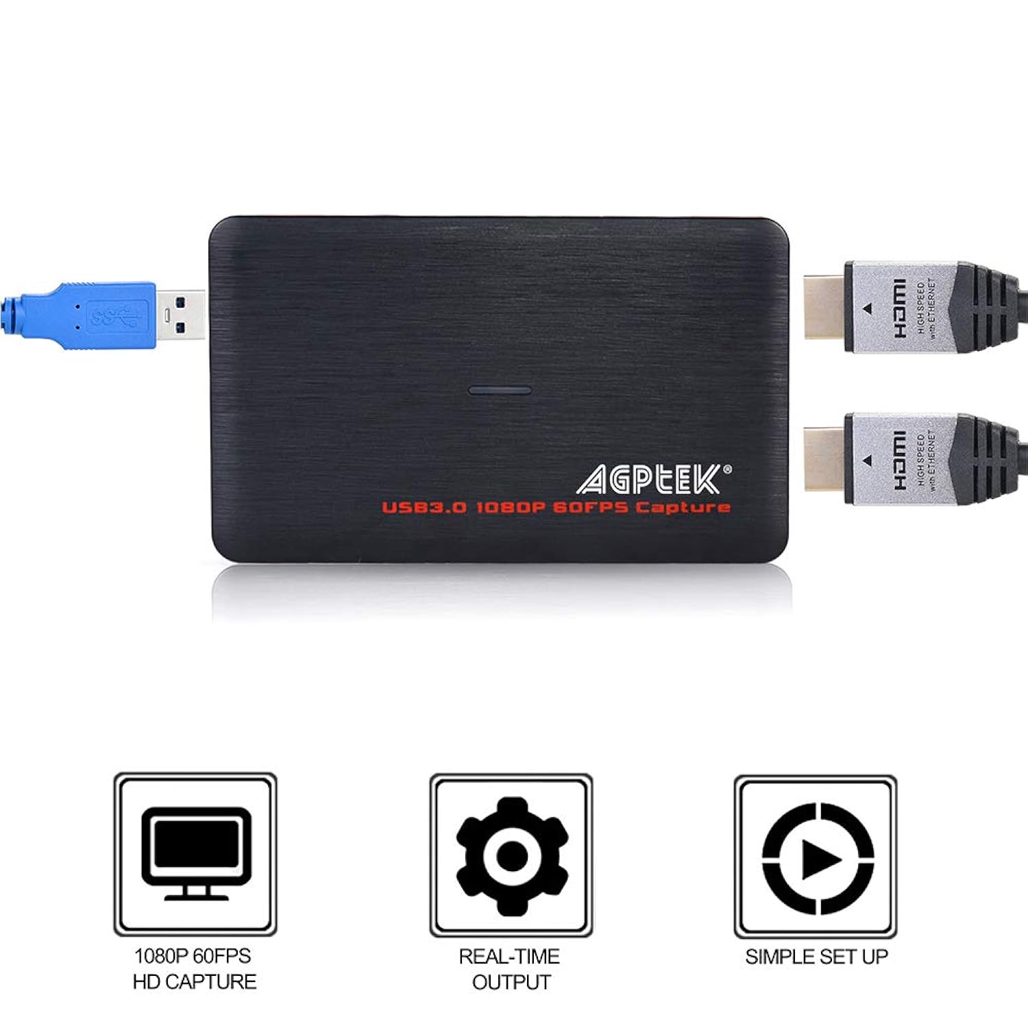 Agptek Vg0061 Ncfba Mypin Hdmi Game Capture Card Usb 3 0 Hd Video 1080p 60fps Live Streaming Game Recorder Device Compatible With Ps4 Xbox One