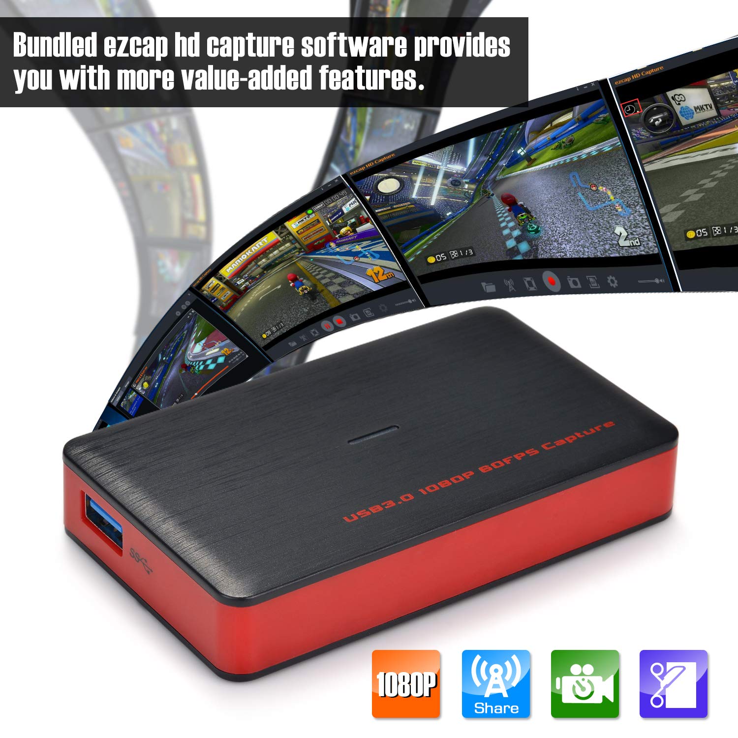 Agptek Vg0061 Ncfba Mypin Hdmi Game Capture Card Usb 3 0 Hd Video 1080p 60fps Live Streaming Game Recorder Device Compatible With Ps4 Xbox One