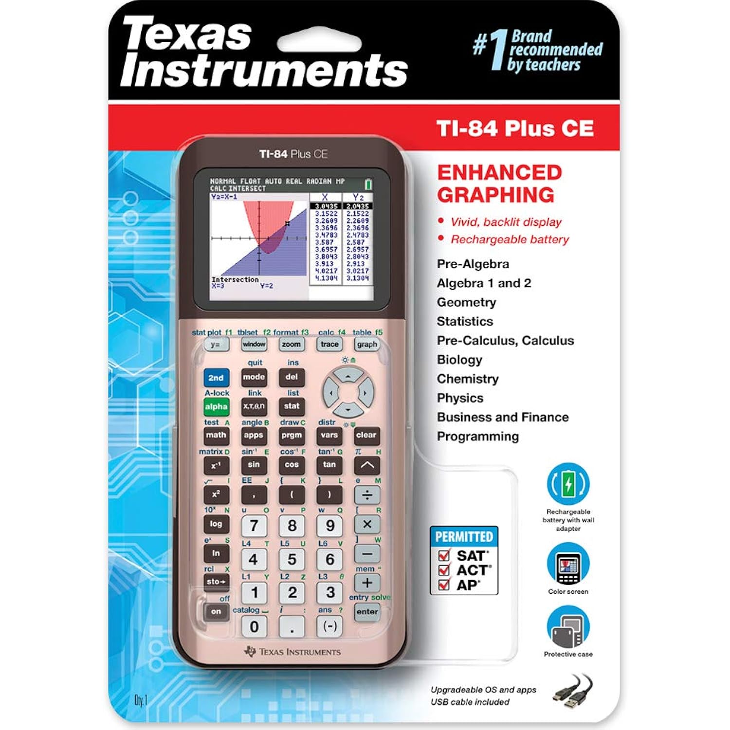 84plce Tbl 1l1 Al Texas Instruments Ti 84 Plus Ce Color Graphing Calculator Rose Gold Metallic