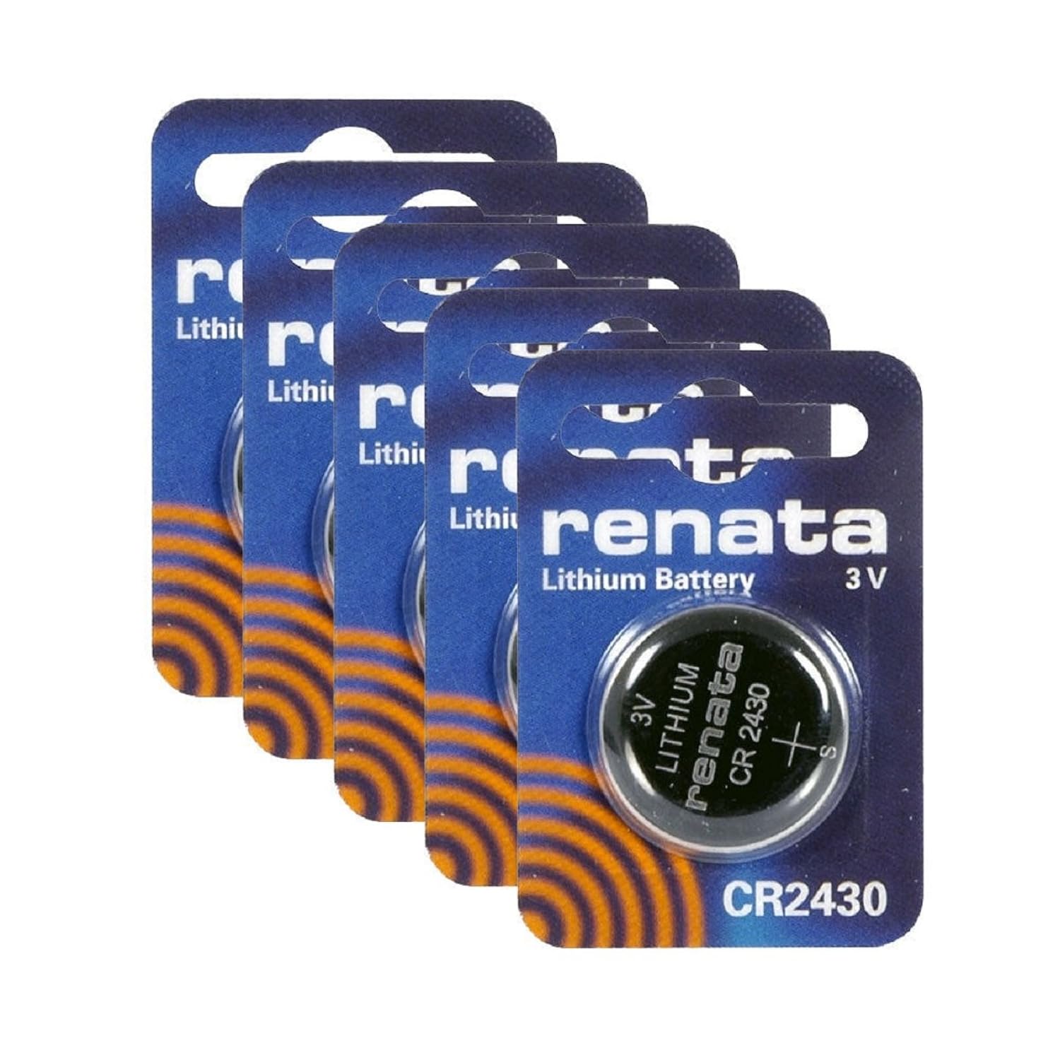 Ren24305pk Renata Cr2430 Lithium Coin Batteries 3v Blister Card Packaged For Peg Hook Durable 5 Pack