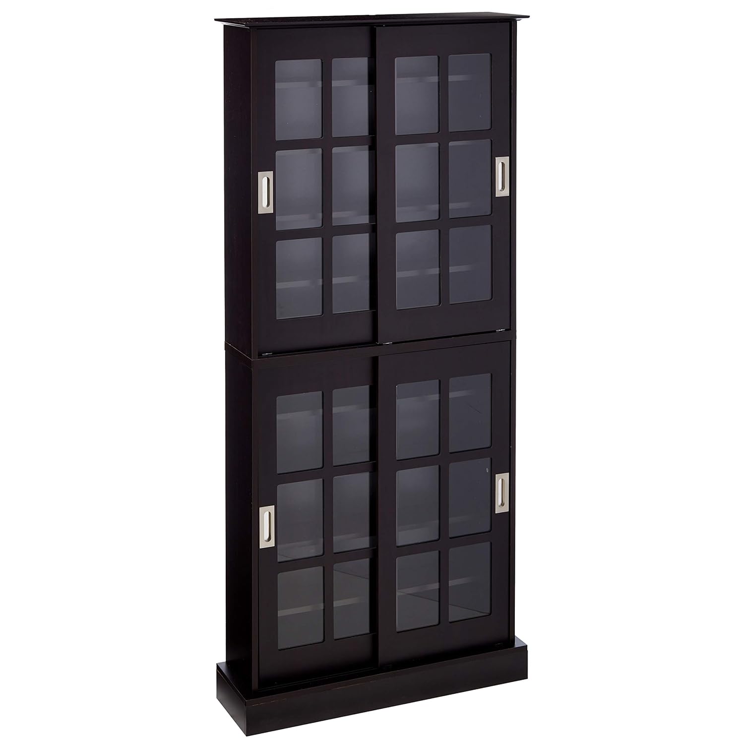 GCP Products Windowpane Multimedia-Storage Cabinet - Tempered Glass Pane Style, Sliding Doors, Stores 720 Cds, 288 Dvds, 144 Cds…
