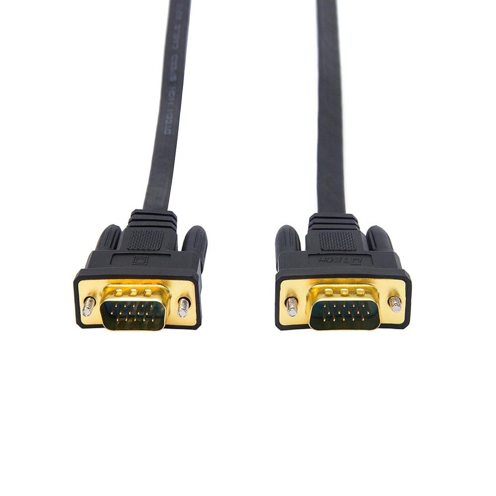 GCP Products 5M Ultra Thin Flat Type Computer Monitor Vga Cable Standard 15 Pin Male To Male Connector Svga Wire 16 Feet - Black