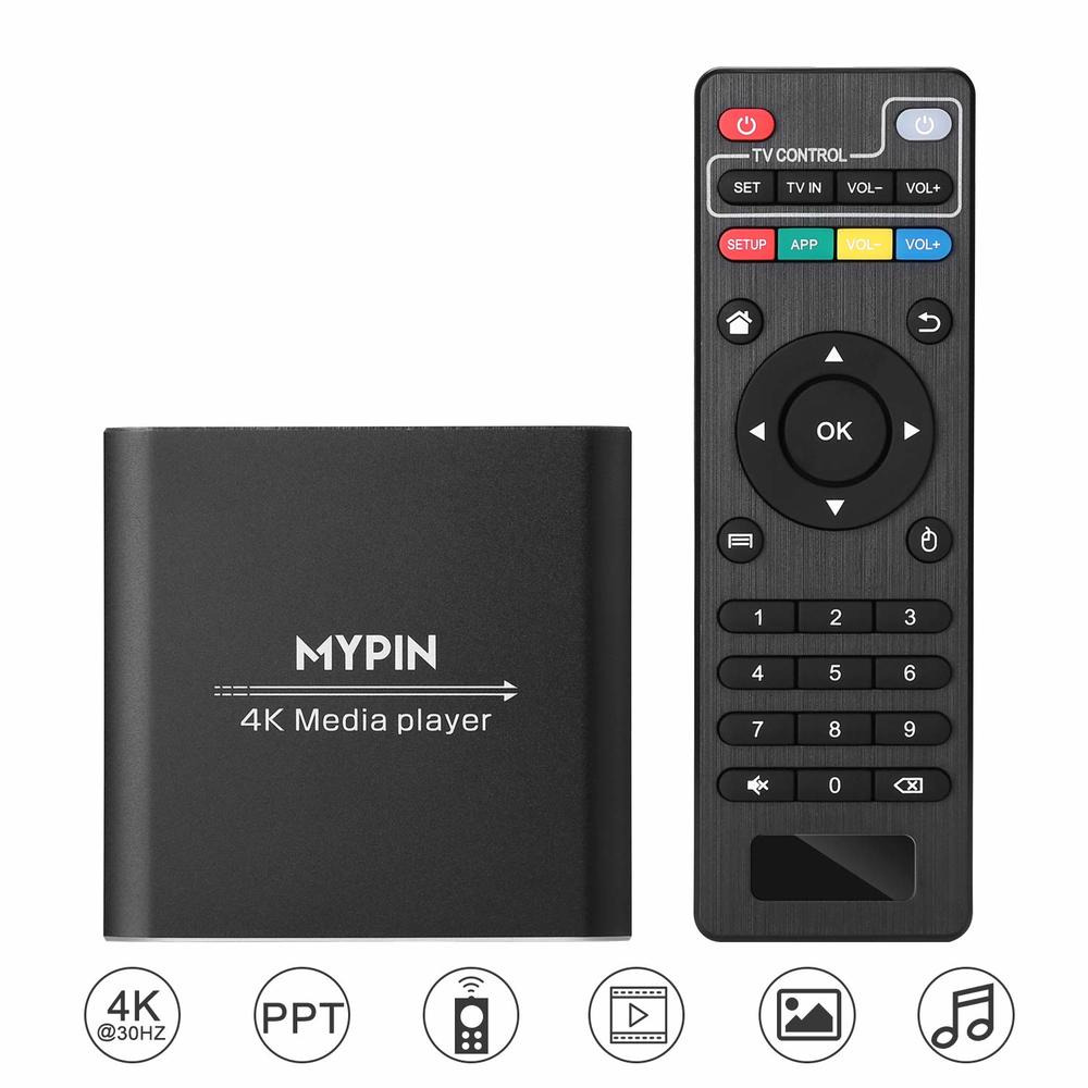 GCP Products 4K Media Player, Digital Hdmi/Av/Coaxial Out For Mp4 Ppt Mkv Avi With Remote Control, Read Usb Drives/Tf Card/Usb Mouse/Keyb…