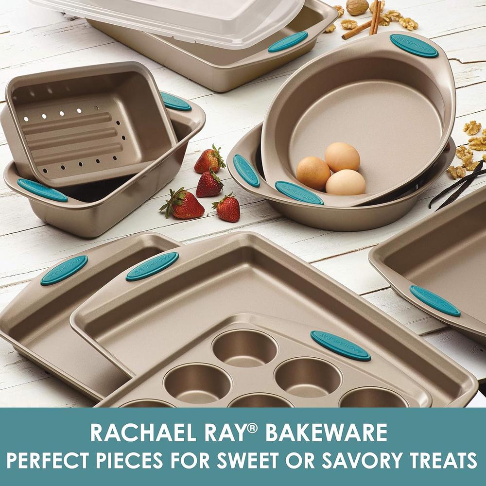 Rachael Ray 46681 Cucina Nonstick Baking Pan / Nonstick Cake Pan, Square - 9 Inch, Brown