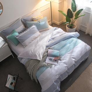 Lausonhouse Cotton Duvet Cover Set, 100% Cotton Yarn Dyed Woven Stripe Bedding Set - King Lausonhouse Cotton Duvet Cover Set, 100% Cotton Yarn Dyed Woven Stripe Bedding Set - King