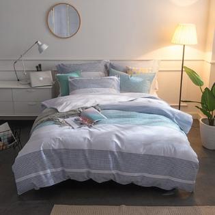 Lausonhouse Cotton Duvet Cover Set, 100% Cotton Yarn Dyed Woven Stripe Bedding Set - King Lausonhouse Cotton Duvet Cover Set, 100% Cotton Yarn Dyed Woven Stripe Bedding Set - King