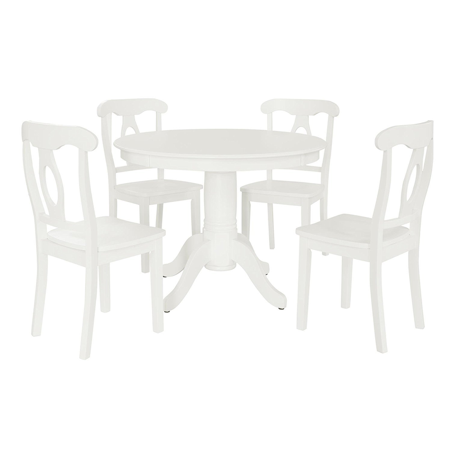 Dorel Aubrey 5 Piece Traditional Height Pedestal Dining Set White