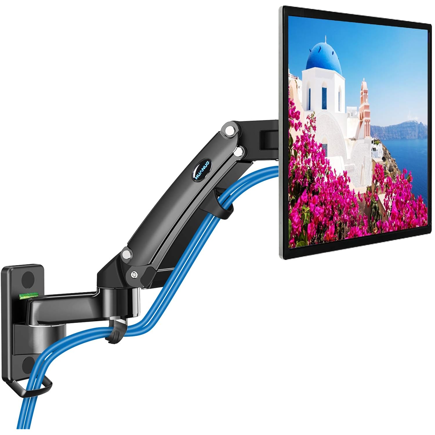 Huanuo 993358115680 Monitor Wall Mount Gas Spring Arm Wall Mounted Stand For 24 To 35 Inch Screen Full Motion Adjustable Vesa Bracket Hold 3 3