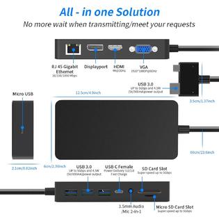 Thinkstar 1rs2s 00 B07z8 1 Docking Station Surface Pro 6 Pro 5 Pro 4 Usb Hub With 4k Hdmi Vga Dp Micro Usb Charging 3 Usb 3 0 Port 1000mb S Gigabit E